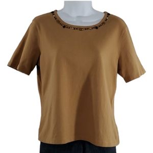 City Girl sz S stretchy warm brown short sleeve